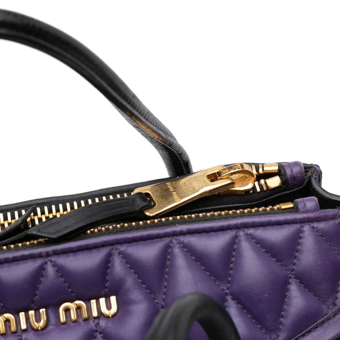 Small Nappa Biker Satchel Purple - Gaby Paris