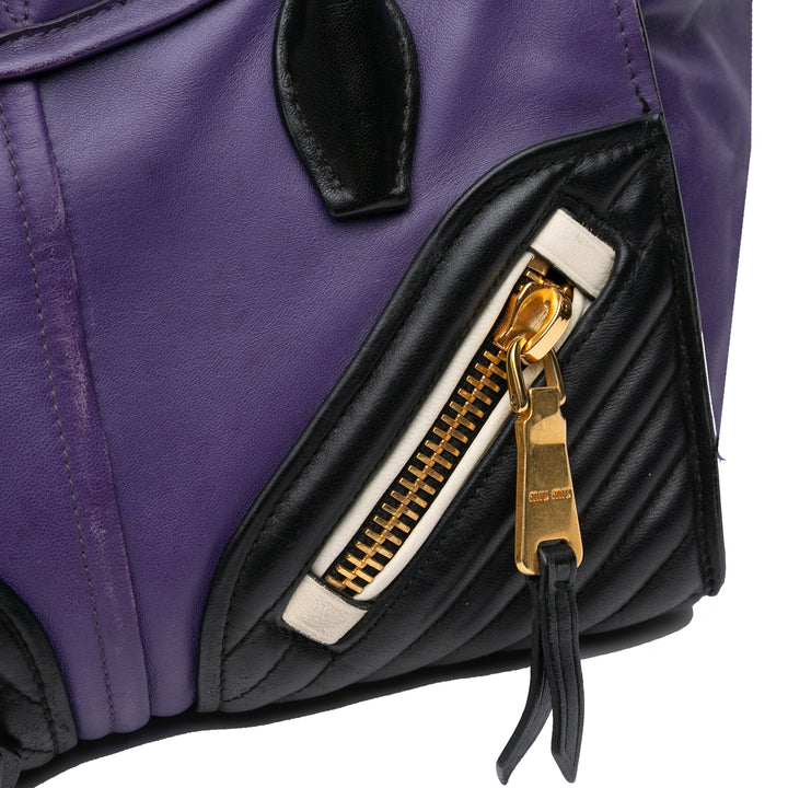 Small Nappa Biker Satchel Purple - Gaby Paris