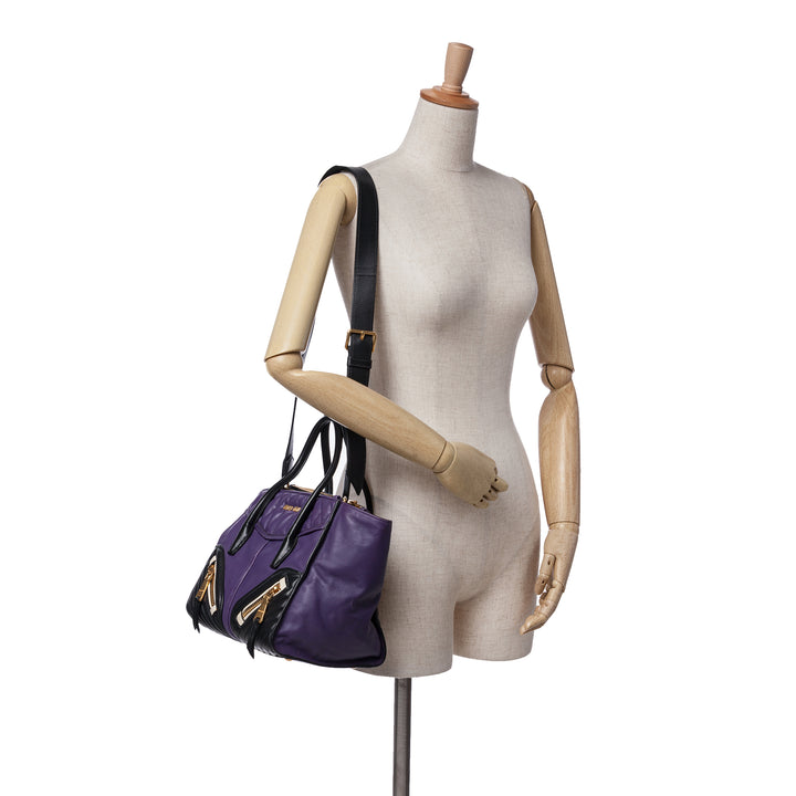 Small Nappa Biker Satchel Purple - Gaby Paris