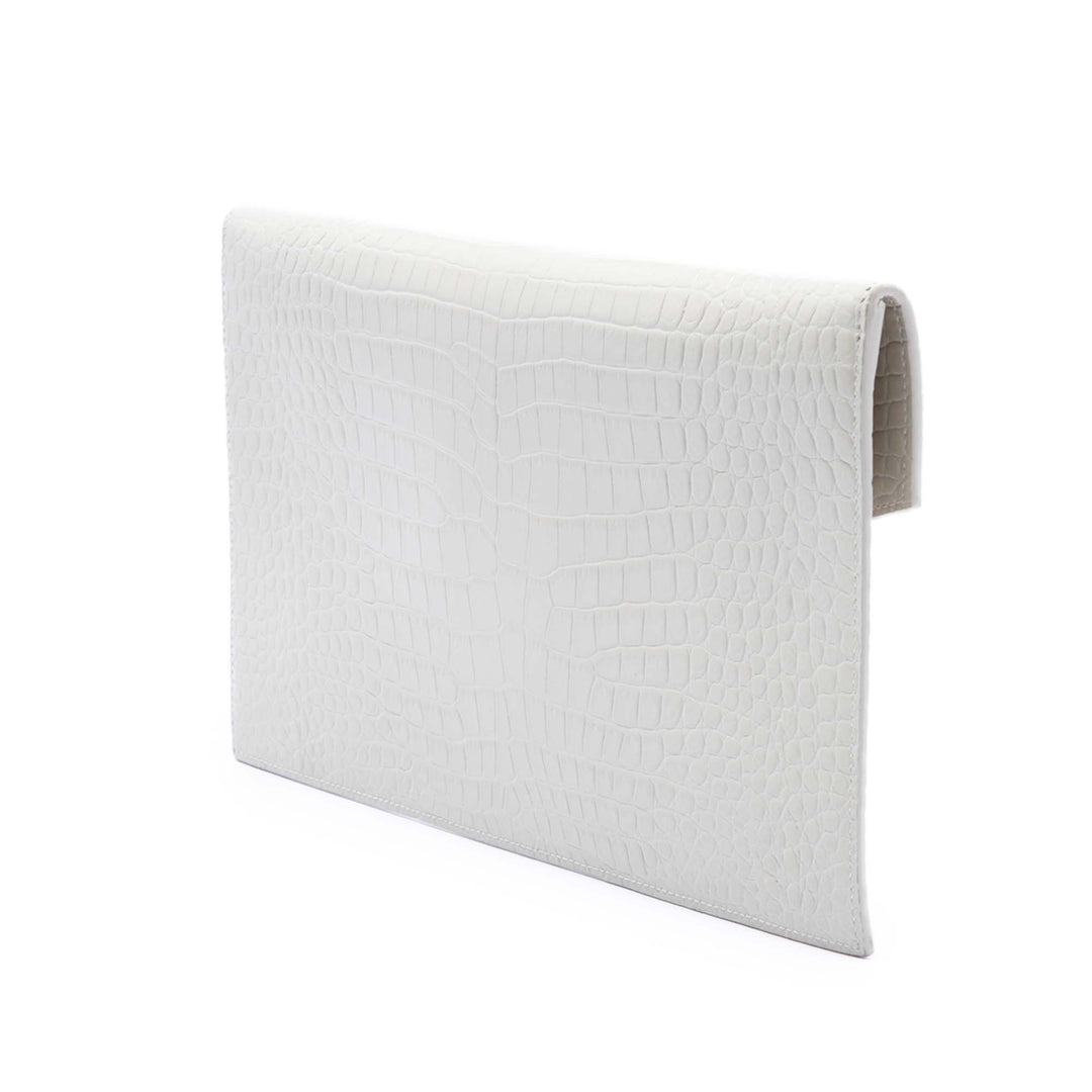 Saint Laurent Croc embossé Uptown Pochette Blanc – vue 2 – GABY PARIS