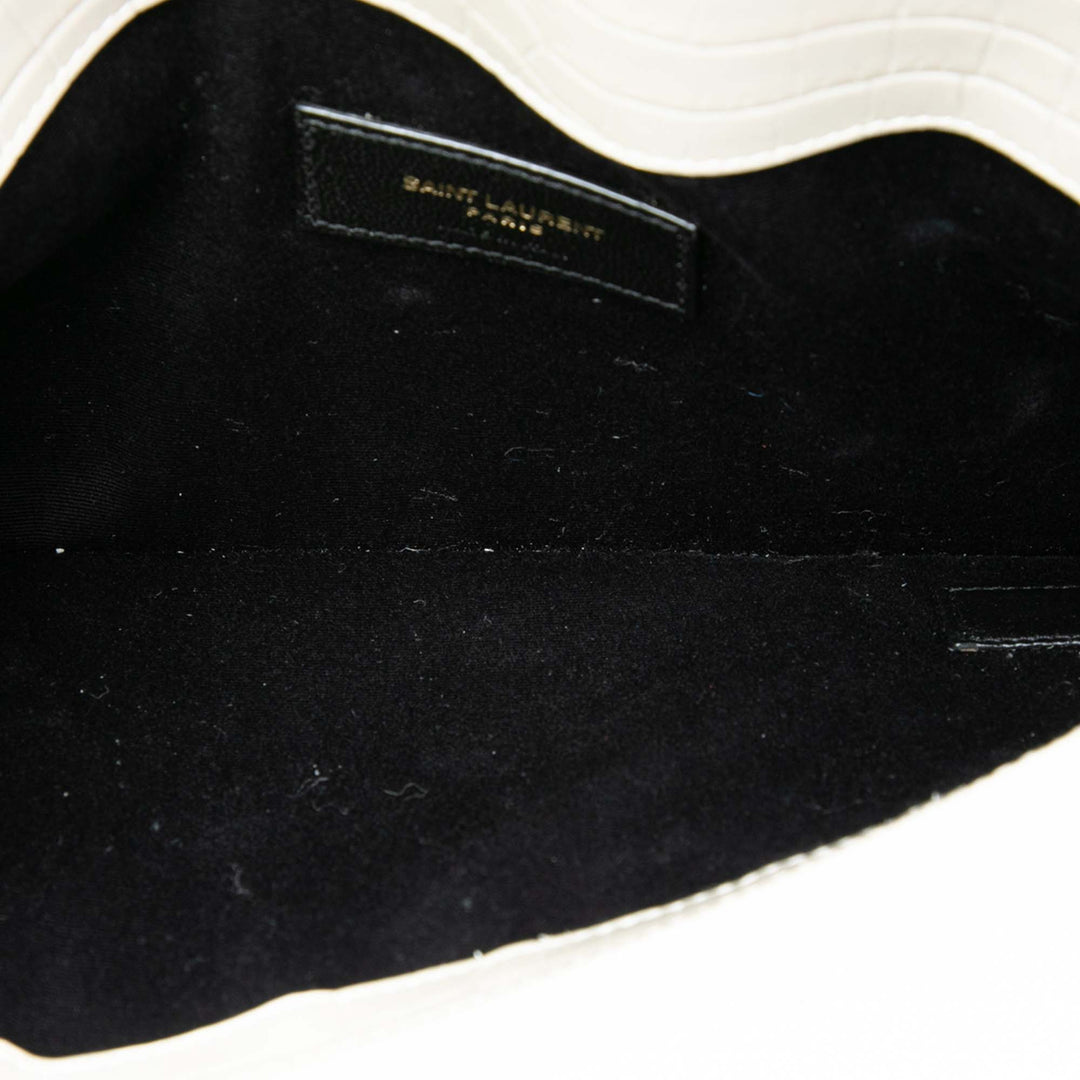 Saint Laurent Croc embossé Uptown Pochette Blanc – vue 4 – GABY PARIS
