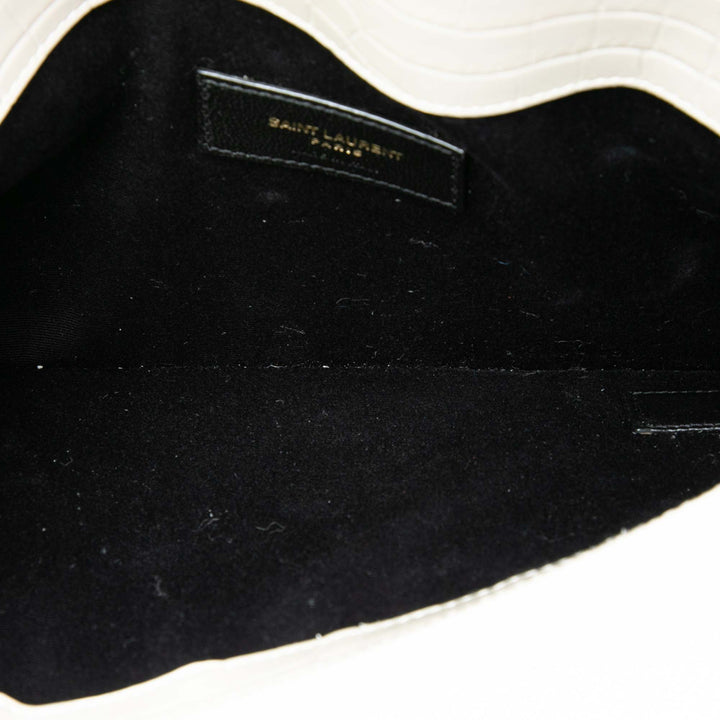 Saint Laurent Croc embossé Uptown Pochette Blanc – vue 4 – GABY PARIS