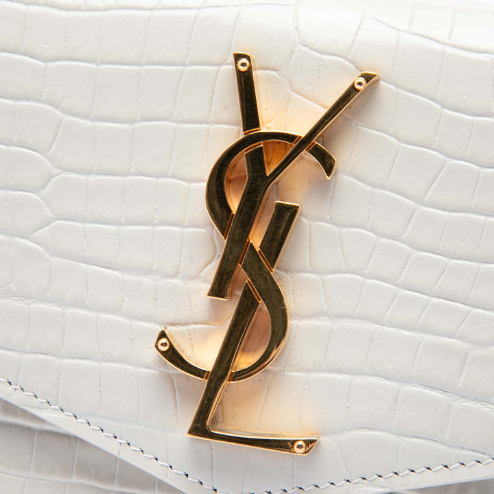 Saint Laurent Croc embossé Uptown Pochette Blanc – vue 5 – GABY PARIS