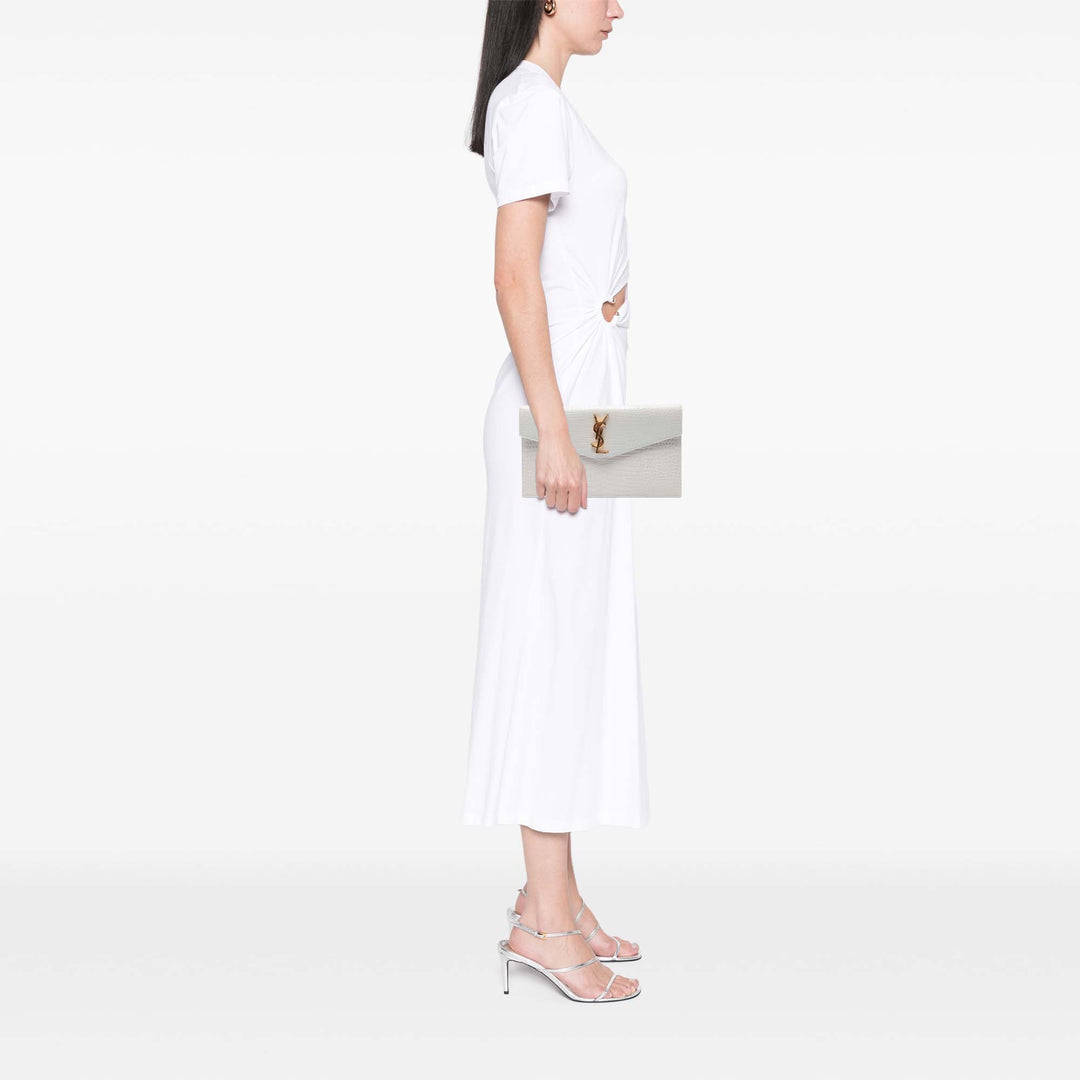 Saint Laurent Croc embossé Uptown Pochette Blanc – vue 6 – GABY PARIS