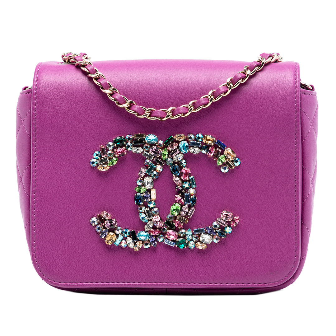 Chanel Mini Cuir d’agneau Giant Cristal CC à rabat