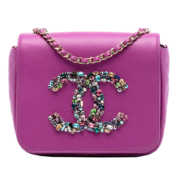 Chanel Mini Cuir d’agneau Giant Cristal CC à rabat