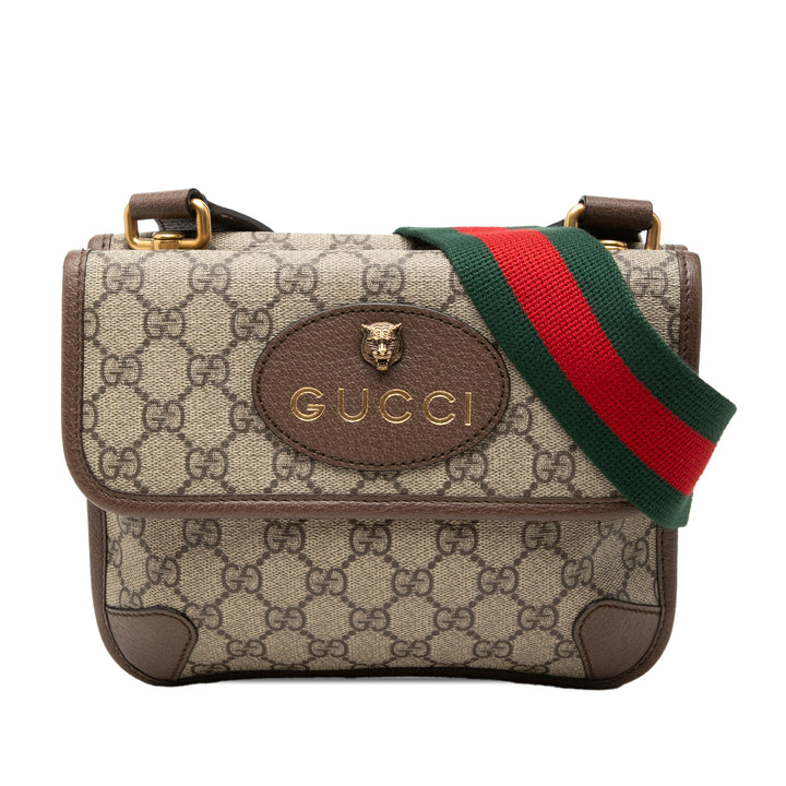 Web Neo Vintage Double rabat Sac Messenger Petit GG Supreme Beige