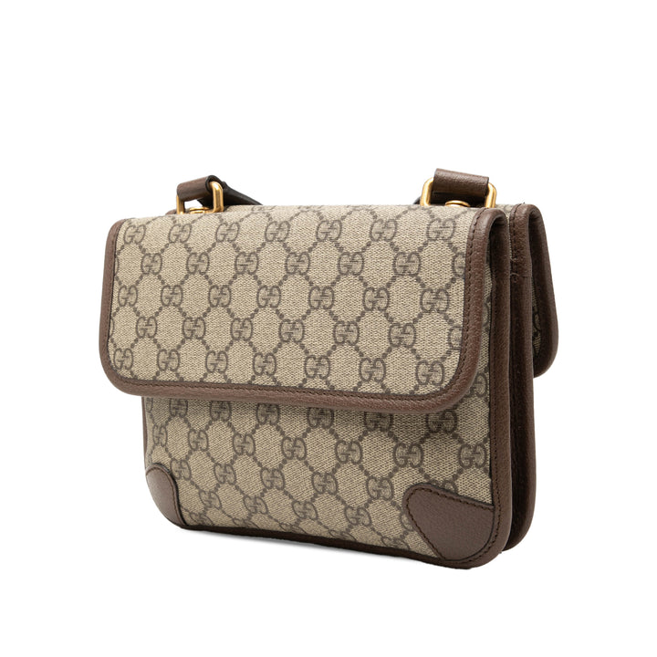 Web Neo Vintage Double rabat Sac Messenger Petit GG Supreme Beige