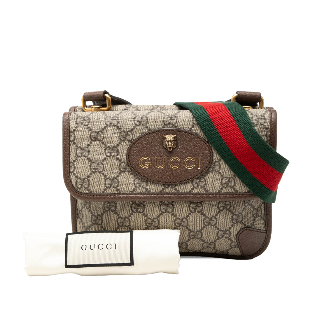 Web Neo Vintage Double rabat Sac Messenger Petit GG Supreme Beige