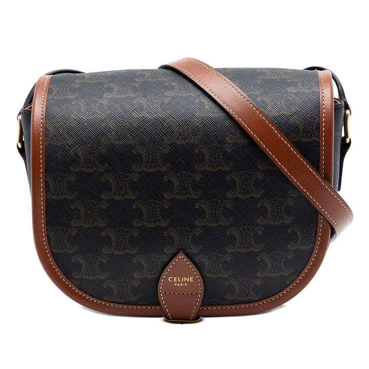 Celine Medium Triomphe Coated Toile Folco Sac porté croisé