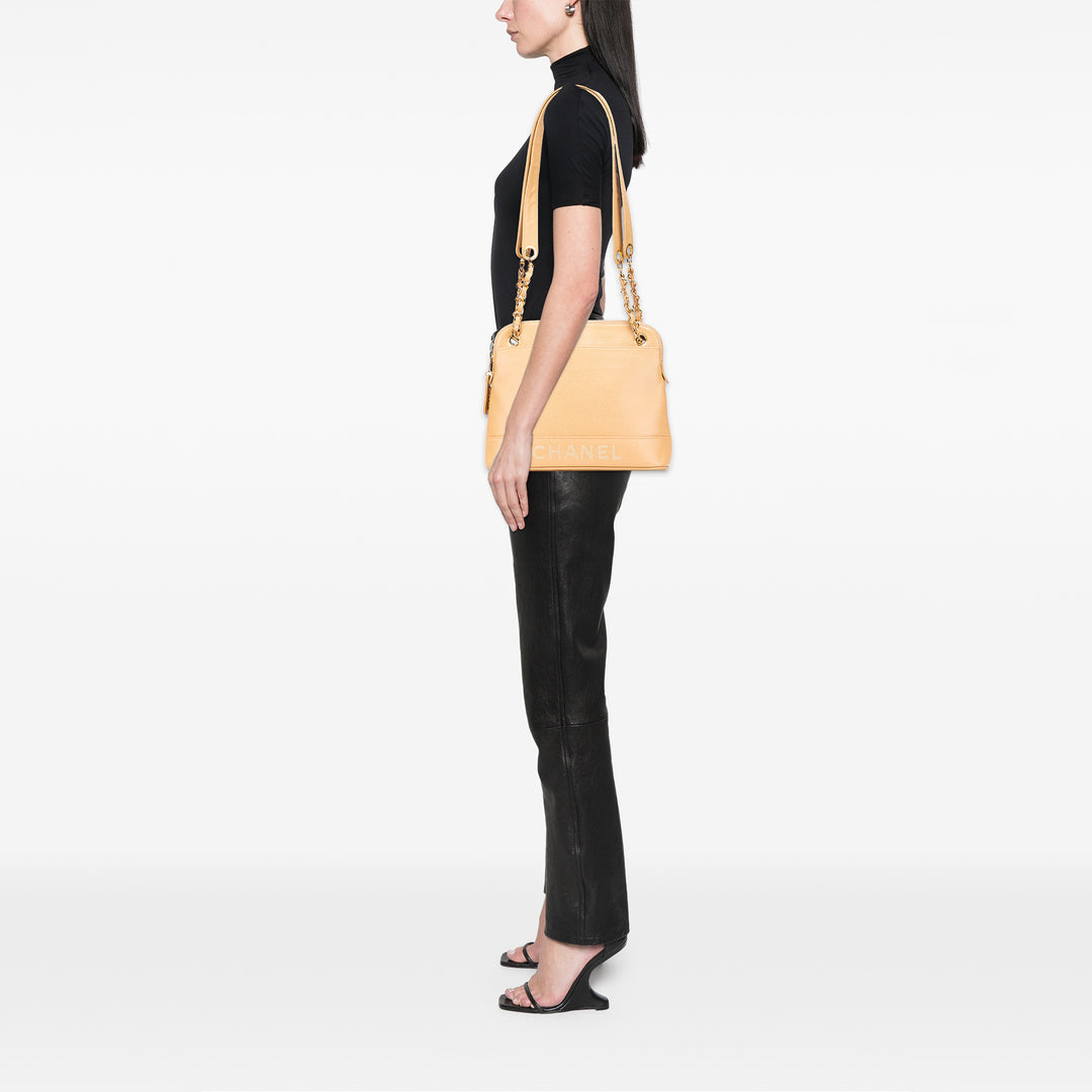Chanel Logo Chaîne Sac Cuir caviar Jaune