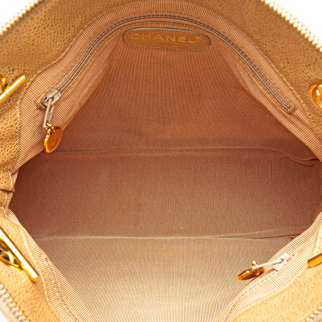 Chanel Logo Chaîne Sac Cuir caviar Jaune