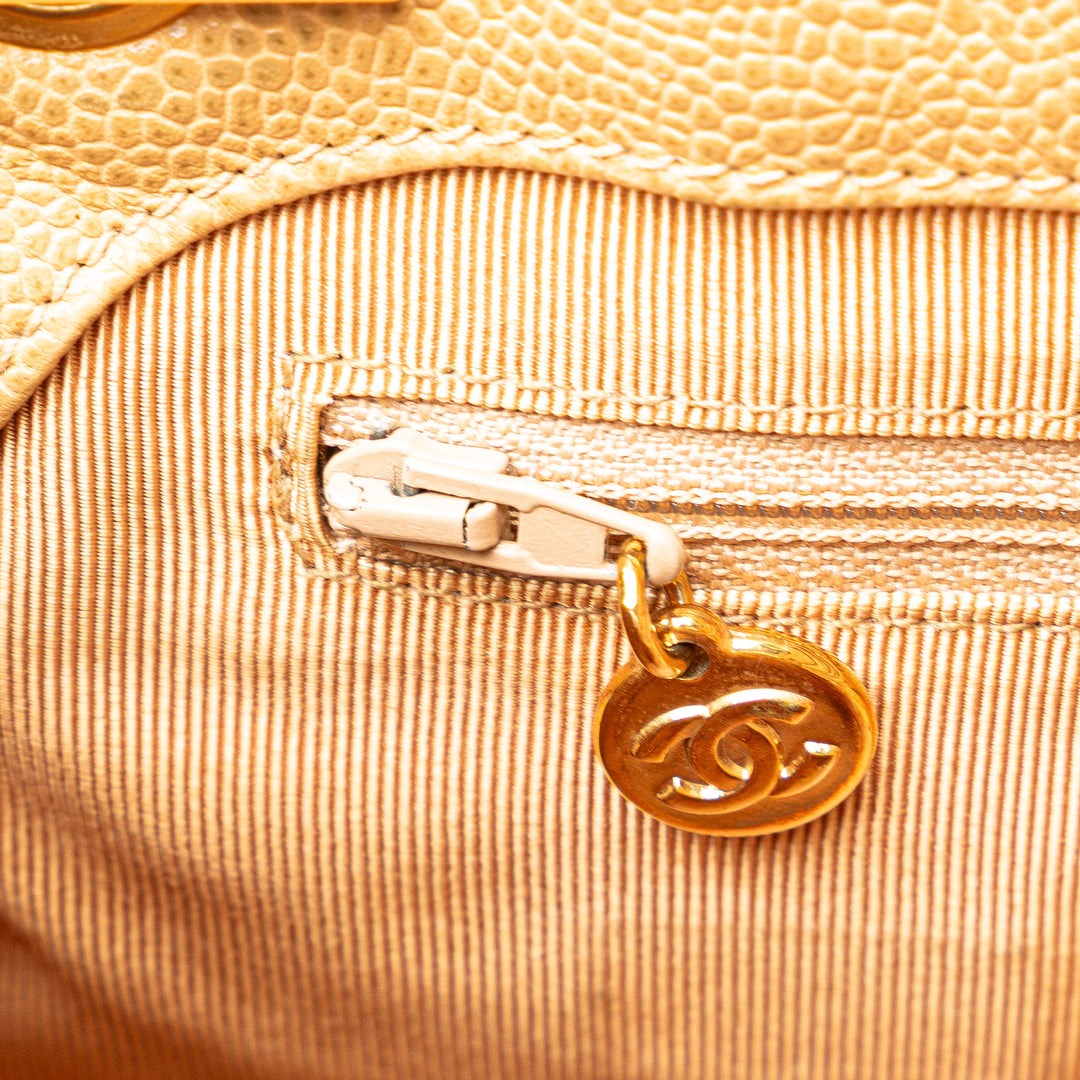 Chanel Logo Chaîne Sac Cuir caviar Jaune