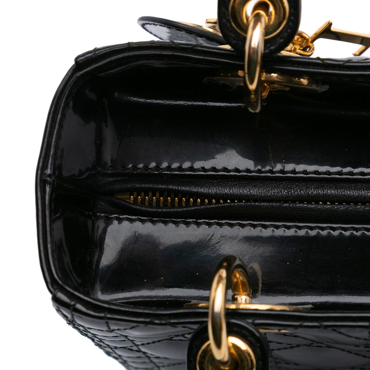 Dior Medium Cuir verni Cannage Lady Dior Noir – GABY PARIS Authentique