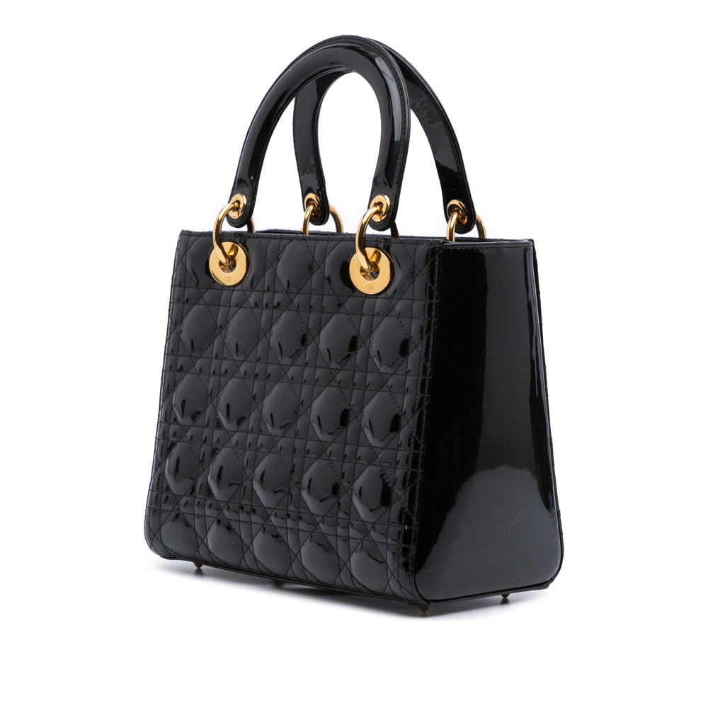 Dior Medium Cuir verni Cannage Lady Dior Noir – GABY PARIS Authentique