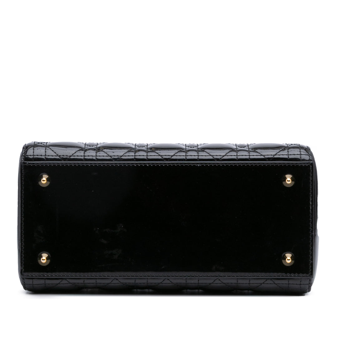 Dior Medium Cuir verni Cannage Lady Dior Noir – GABY PARIS Authentique