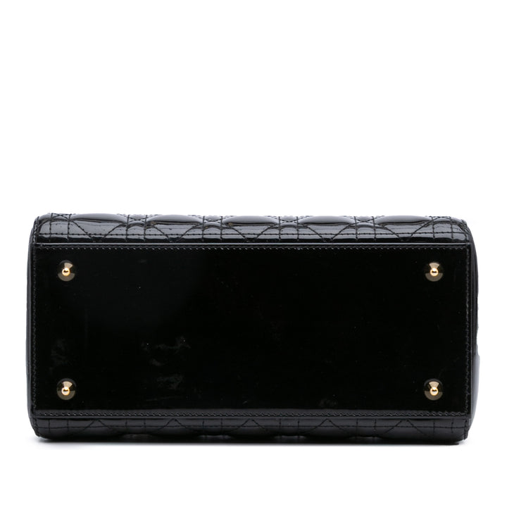 Dior Medium Cuir verni Cannage Lady Dior Noir – GABY PARIS Authentique