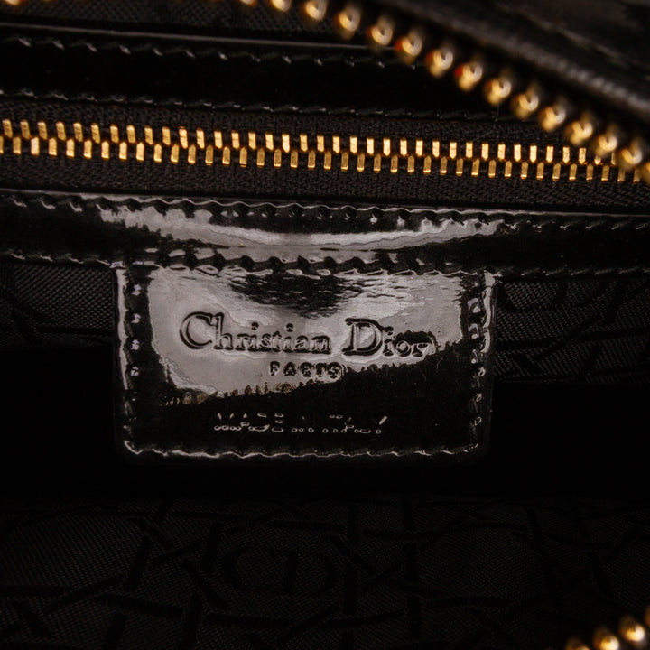Dior Medium Cuir verni Cannage Lady Dior Noir – GABY PARIS Authentique