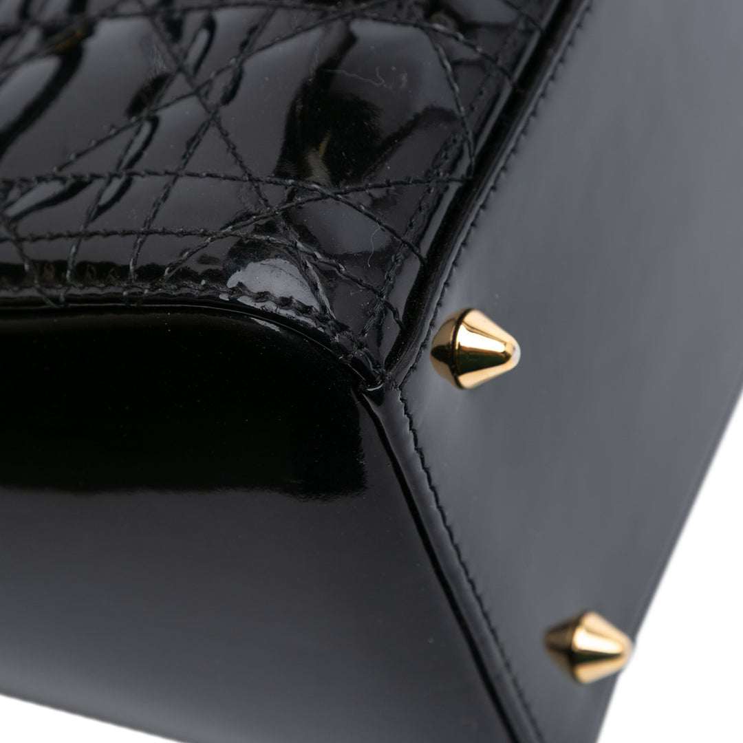 Dior Medium Cuir verni Cannage Lady Dior Noir – GABY PARIS Authentique