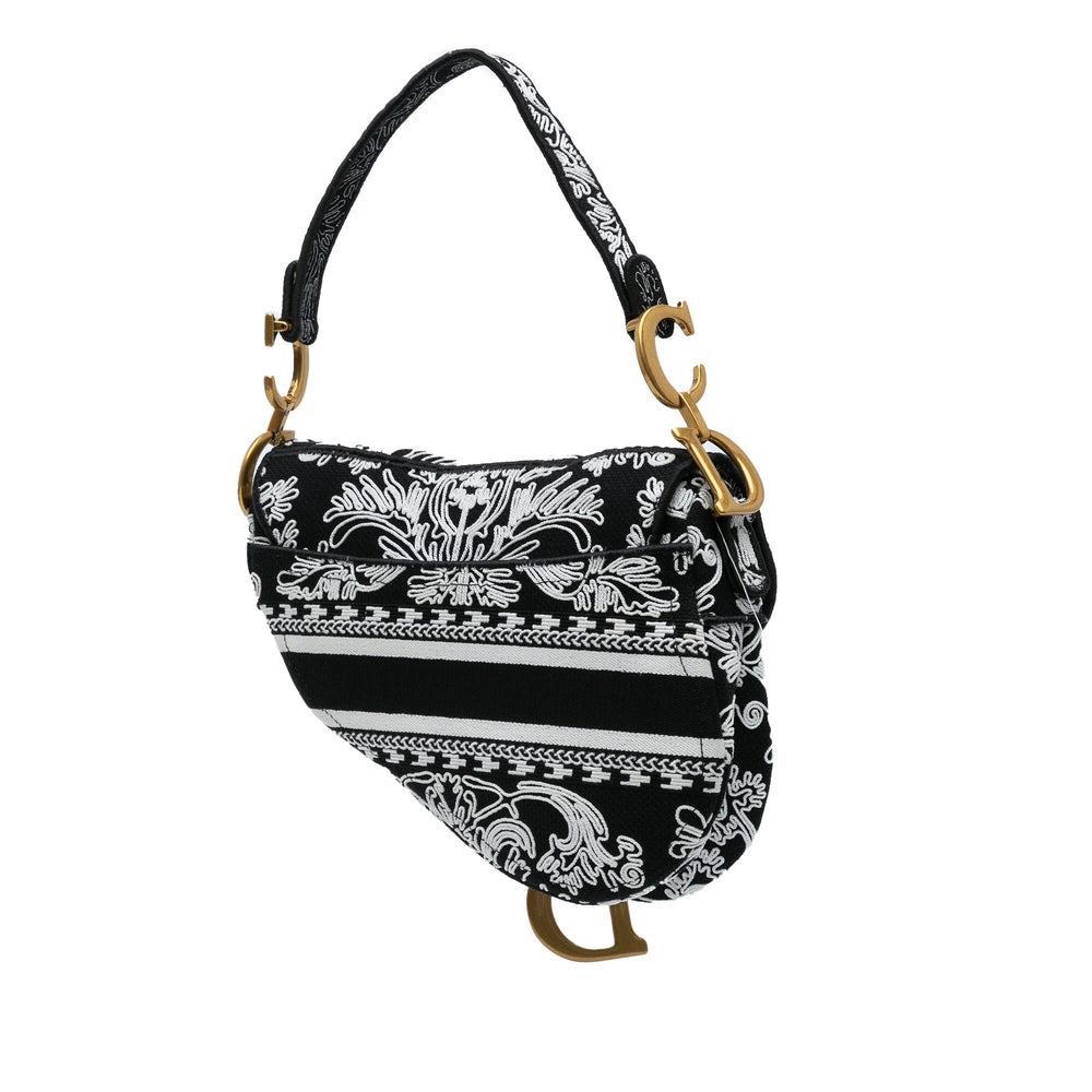 Canvas Embroidered Ornamental Cornely Saddle Bag Black - Gaby Paris