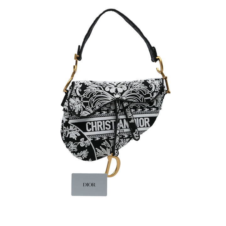 Canvas Embroidered Ornamental Cornely Saddle Bag Black - Gaby Paris