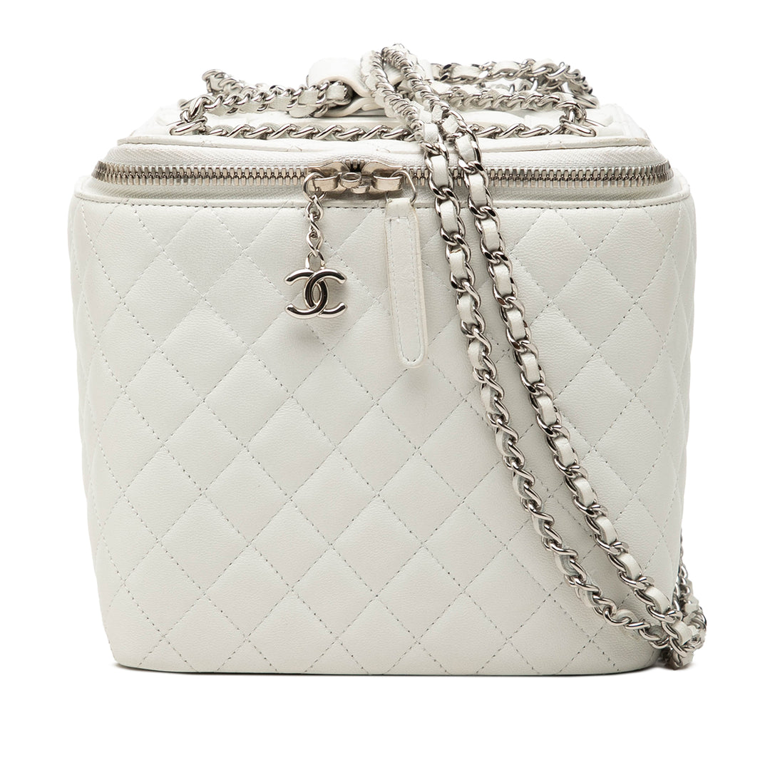 Chanel Matelassé Jewelry Boîte avec chaîne Grand Cuir d'agneau
