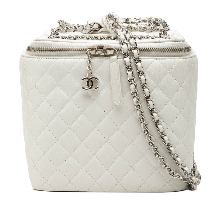 Chanel Matelassé Jewelry Boîte avec chaîne Grand Cuir d'agneau