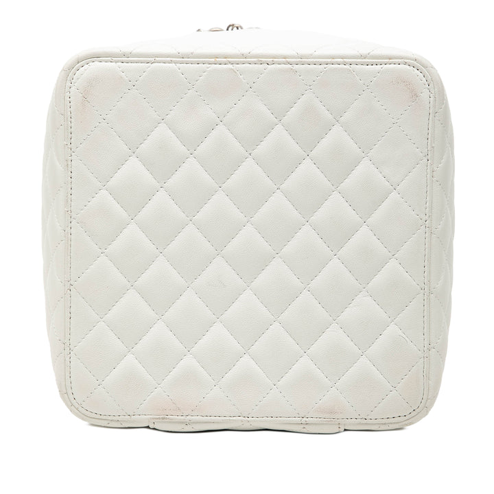 Chanel Matelassé Jewelry Boîte avec chaîne Grand Cuir d'agneau
