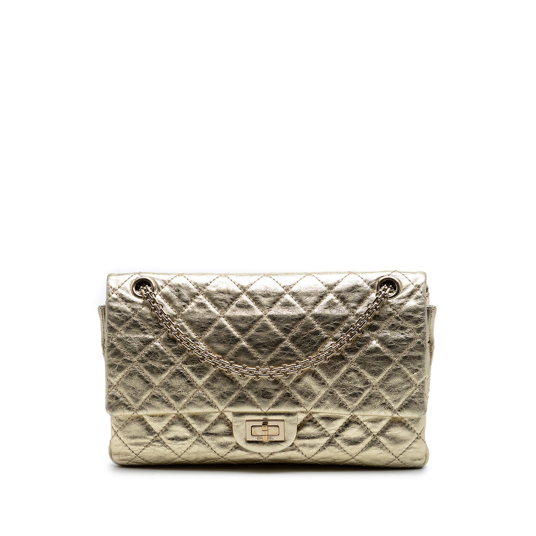 Chanel Matelassé Metallic vieilli Cuir de veau Reissue 2.55 Double rabat 226