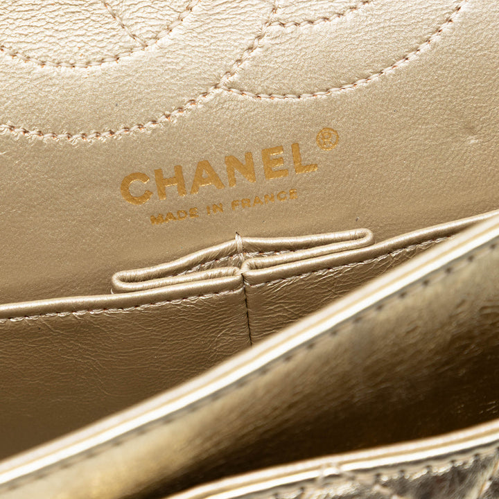 Chanel Matelassé Metallic vieilli Cuir de veau Reissue 2.55 Double rabat 226