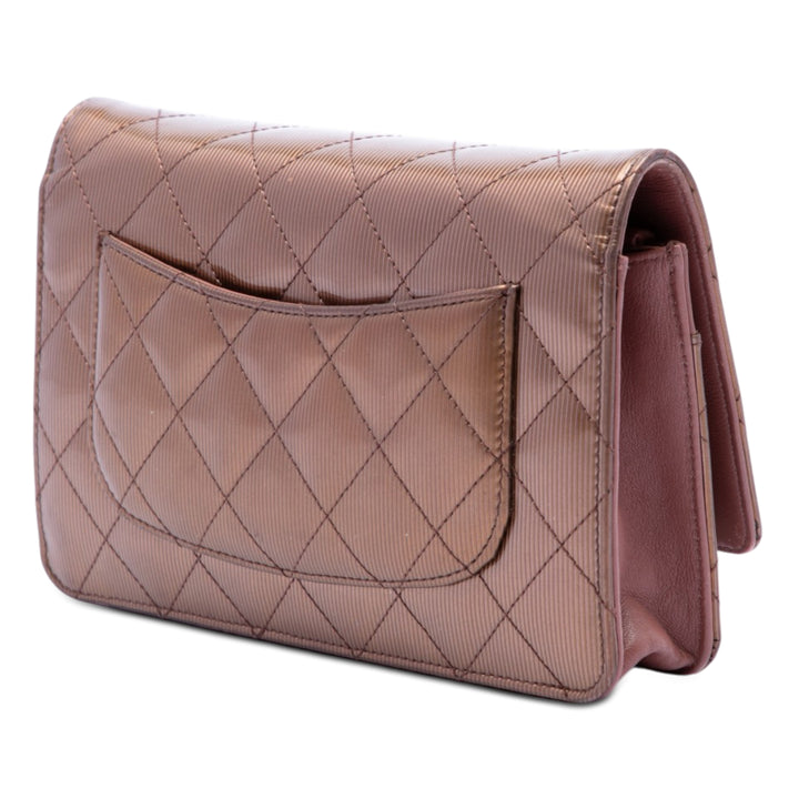 Chanel CC Matelassé Striated Metallic Cuir verni Wallet on Chain