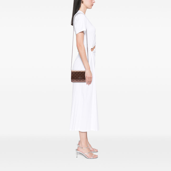 Chanel CC Matelassé Striated Metallic Cuir verni Wallet on Chain