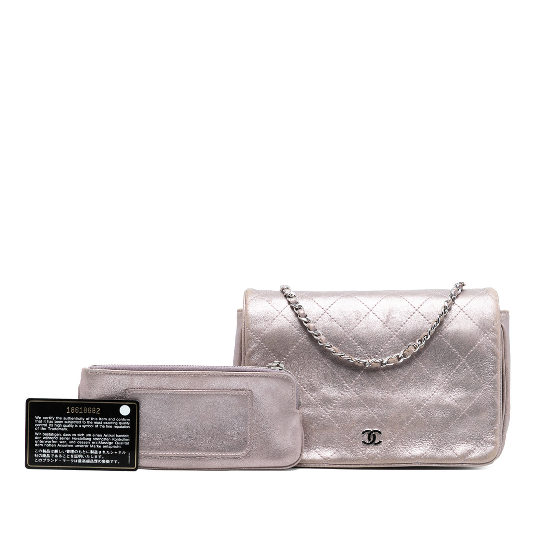 Chanel CC Matelassé Metallic Cuir d’agneau Wallet on Chain
