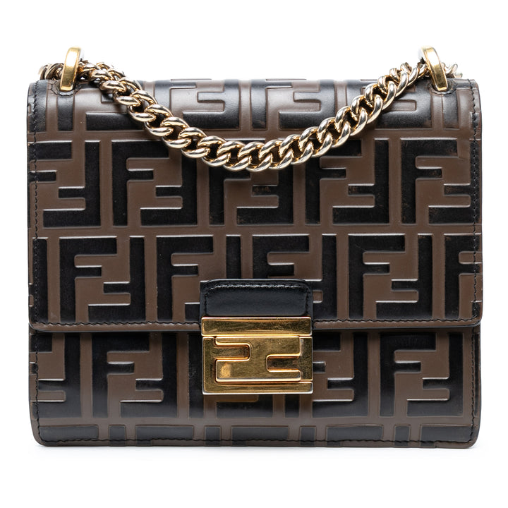 Fendi Small Zucca Embossed Cuir Kan U Sac porté croisé Marron