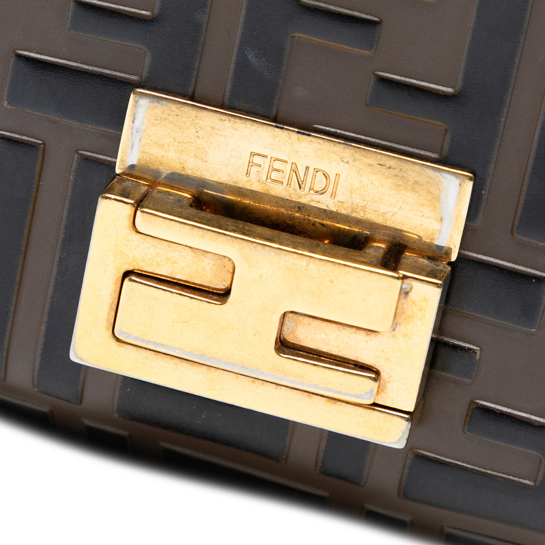 Fendi Small Zucca Embossed Cuir Kan U Sac porté croisé Marron
