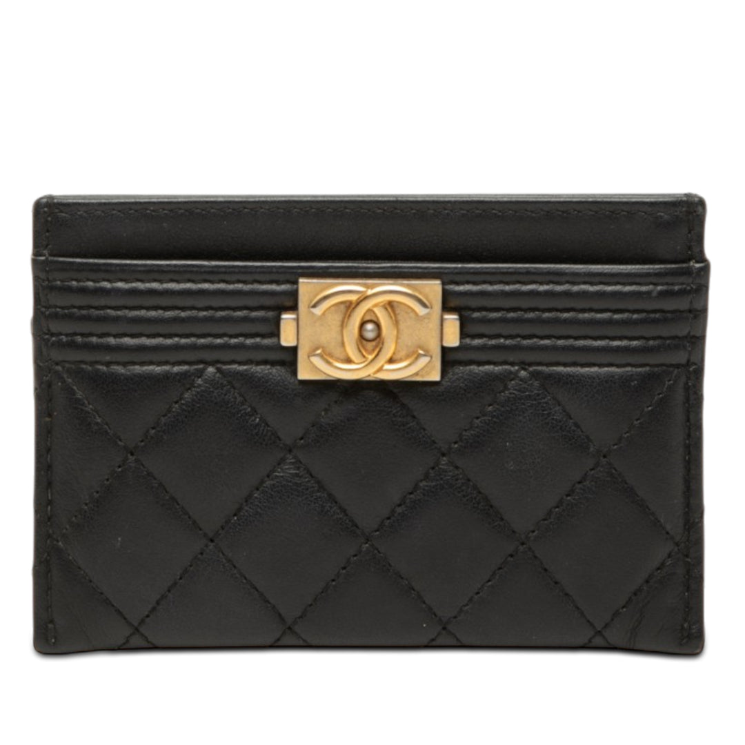 Chanel Matelassé Boy Porte-cartes Cuir d'agneau