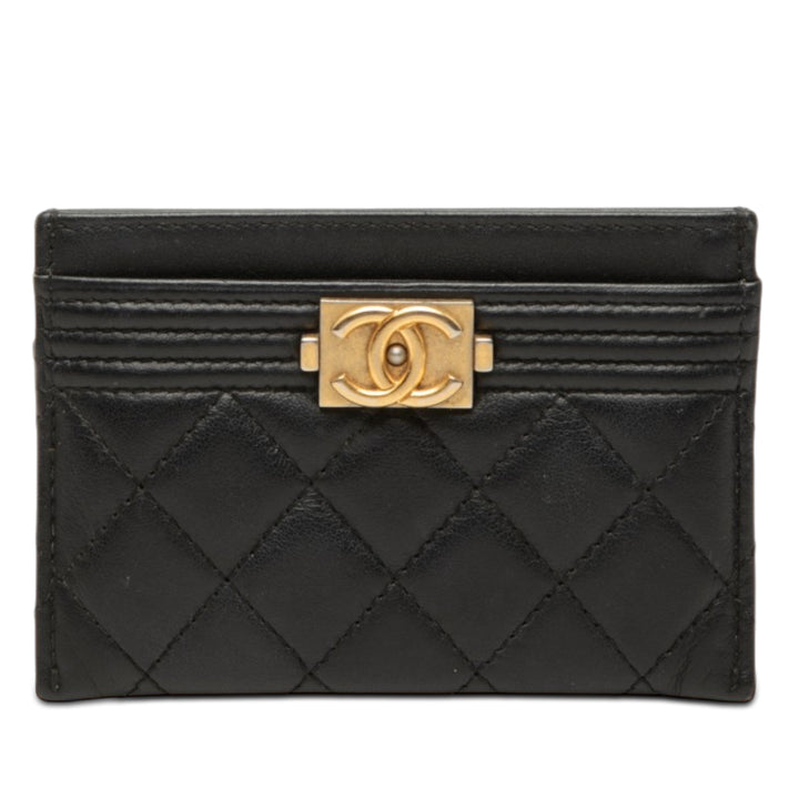 Chanel Matelassé Boy Porte-cartes Cuir d'agneau
