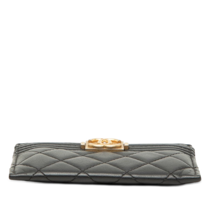 Chanel Matelassé Boy Porte-cartes Cuir d'agneau