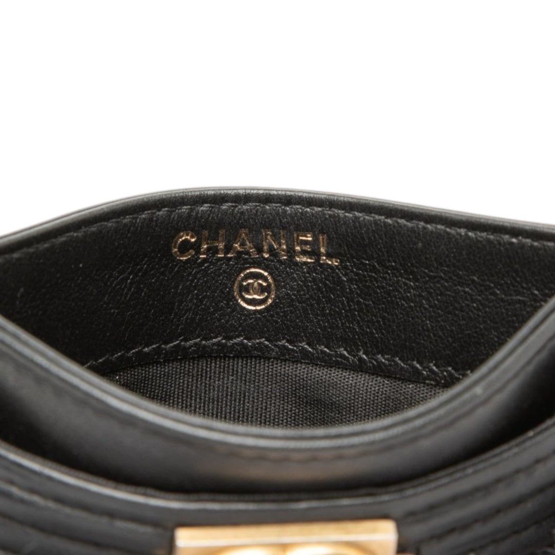Chanel Matelassé Boy Porte-cartes Cuir d'agneau