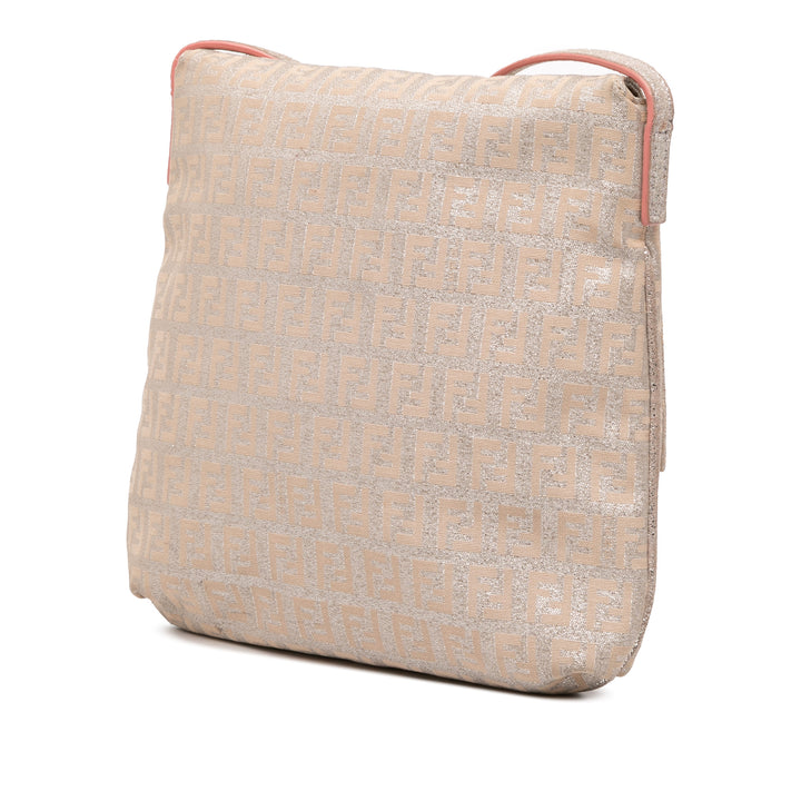 Fendi Zucchino Metallic Toile à rabat Sac porté croisé