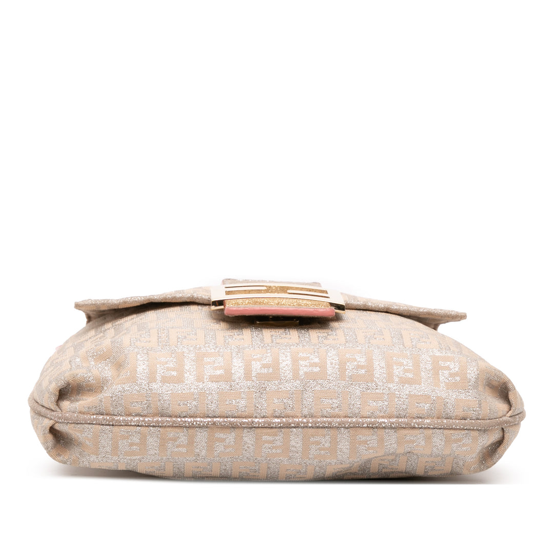 Fendi Zucchino Metallic Toile à rabat Sac porté croisé