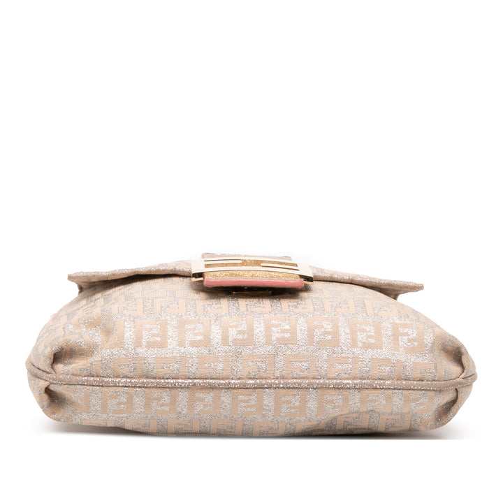 Fendi Zucchino Metallic Toile à rabat Sac porté croisé