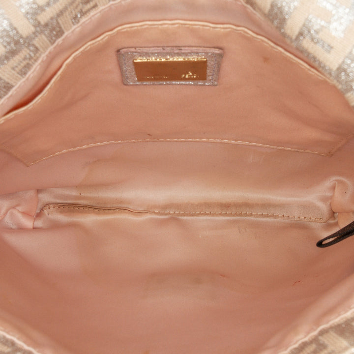 Fendi Zucchino Metallic Toile à rabat Sac porté croisé