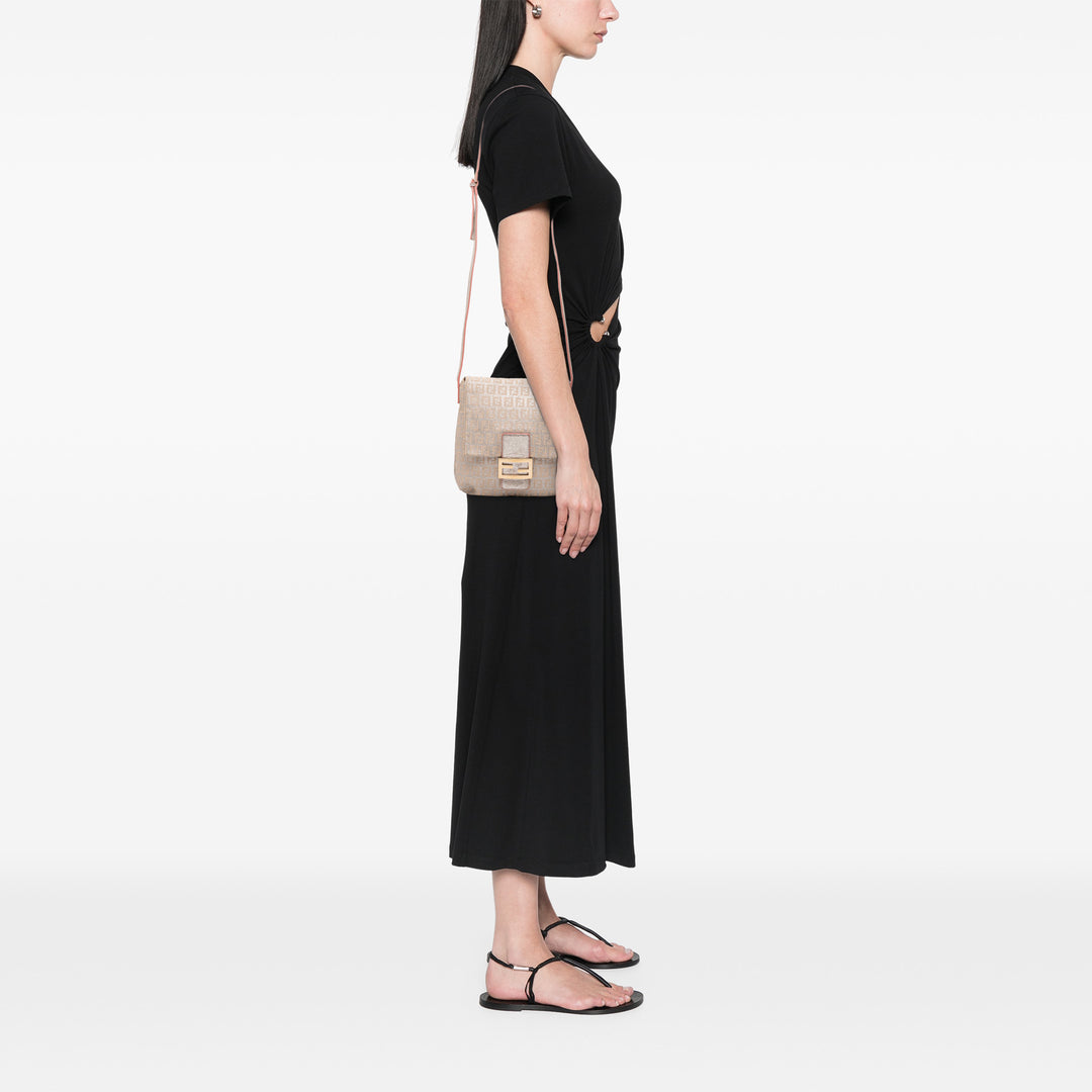 Fendi Zucchino Metallic Toile à rabat Sac porté croisé