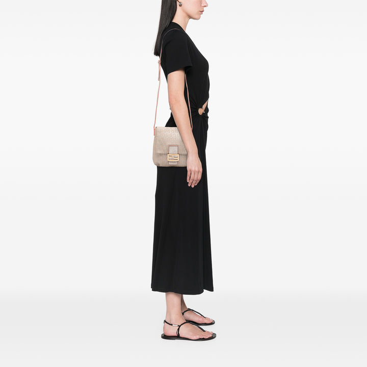 Fendi Zucchino Metallic Toile à rabat Sac porté croisé