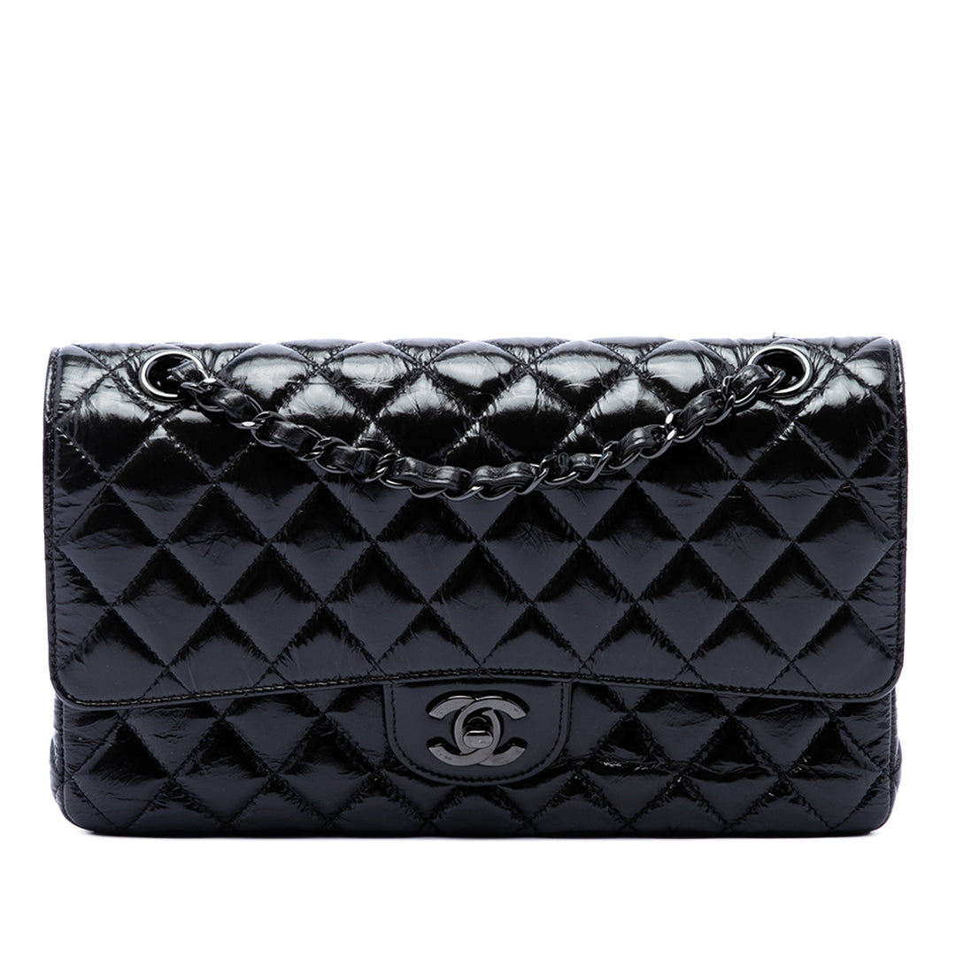 Chanel Classic brillant Froissé So Double rabat Moyen Cuir de veau