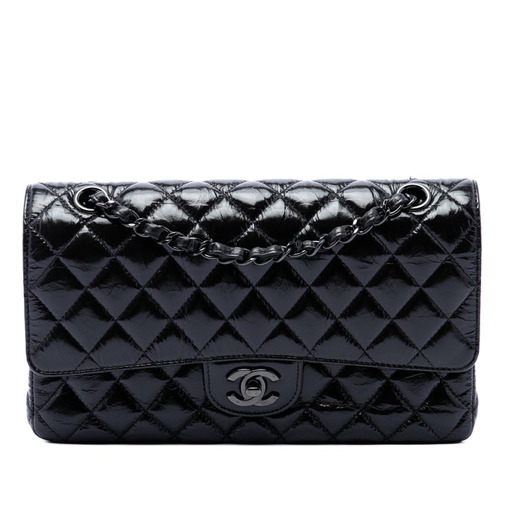Chanel Classic brillant Froissé So Double rabat Moyen Cuir de veau