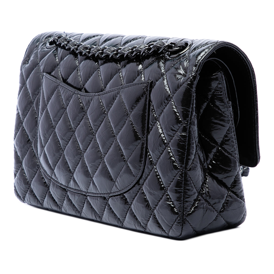Chanel Classic brillant Froissé So Double rabat Moyen Cuir de veau