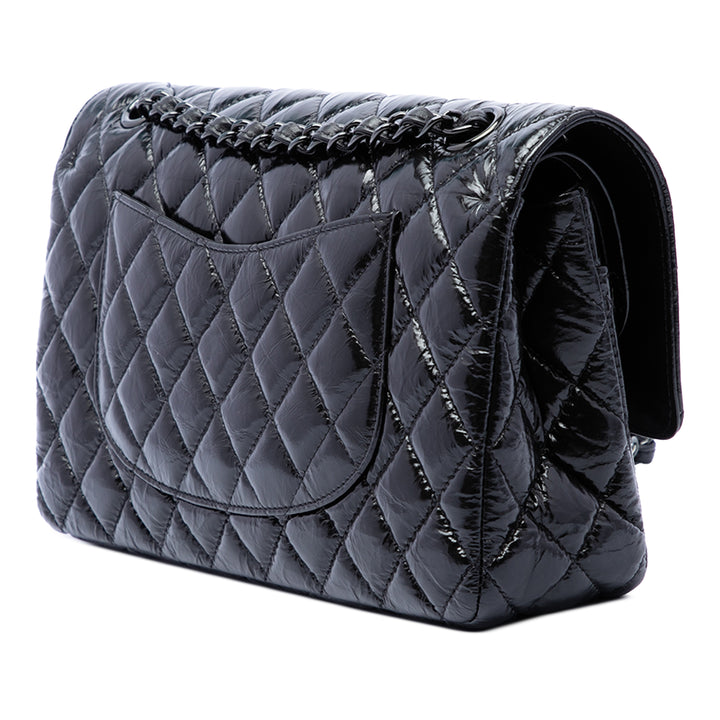 Chanel Classic brillant Froissé So Double rabat Moyen Cuir de veau
