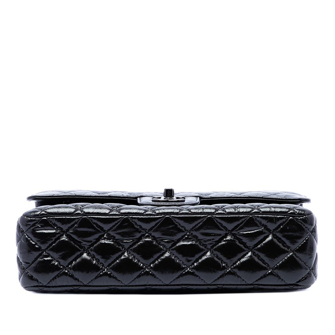 Chanel Classic brillant Froissé So Double rabat Moyen Cuir de veau